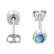 6pairs, Abalone Oval Silver Stud Earrings, e345